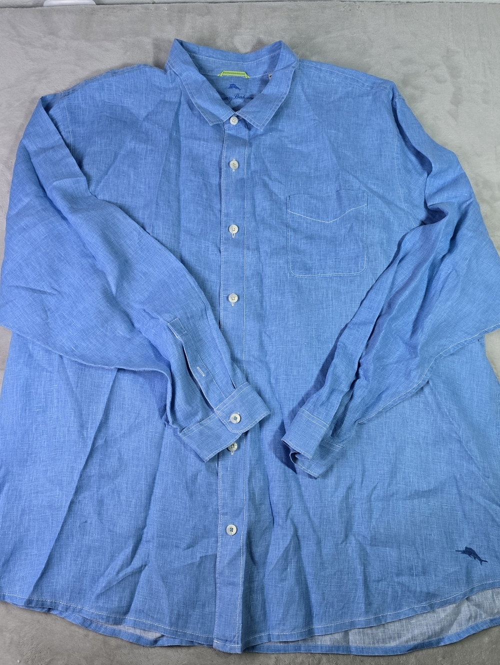 TOMMY BAHAMA Baby Blue 100% Soft unblemished Linen Long Sleeve Shirt Sz 4XLT